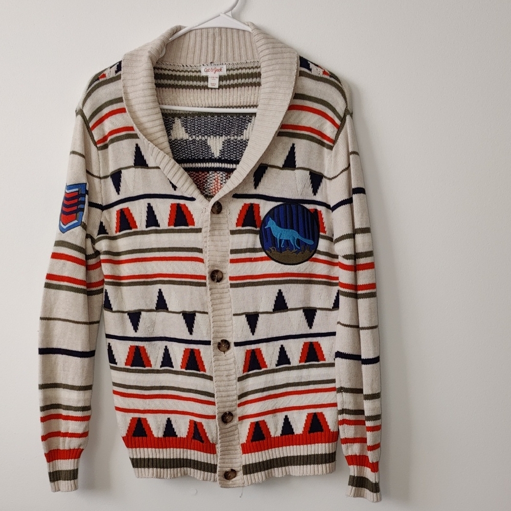 🎉4/$20Cat & Jack Multicolor Park/Ranger Mountain Triangle Theme Cardigan Print